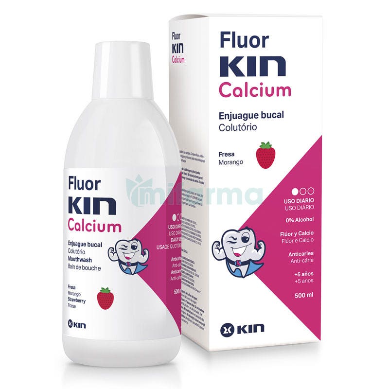 Kin Fluorkin Enjuague Bucal Calcium Sabor Fresa 500ml
