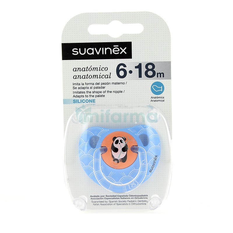 Sucette Anatomique en silicone Suavinex bleu Panda 6-18m