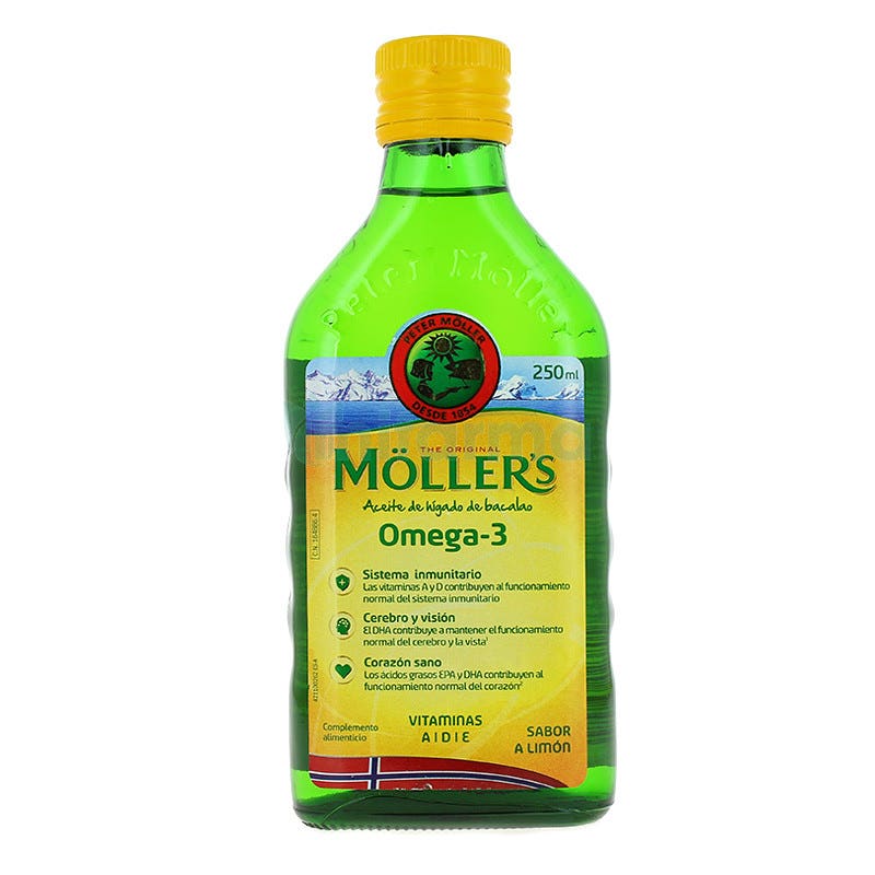 Aceite de Higado de Bacalao Sabor Limon Moller's 250ml