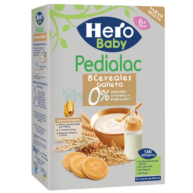 Papilla 8 Cereales Con Galleta Pedialac Hero Baby 340Gr