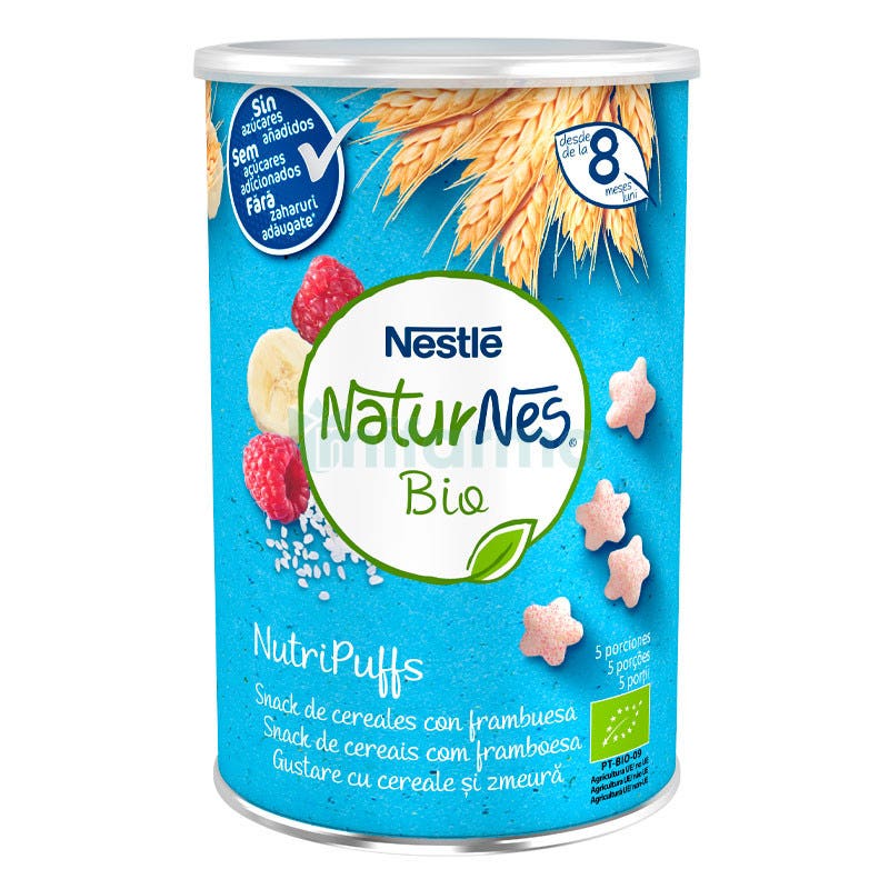 Nutripuffs Snack de Cereales con Frambuesa Naturnes BIO 5 Porciones