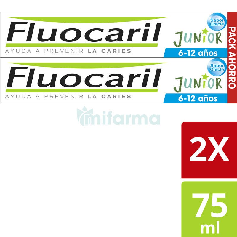 Duplo Fluocaril Gel Bubble Junior 6-12 Anos 2x75ml