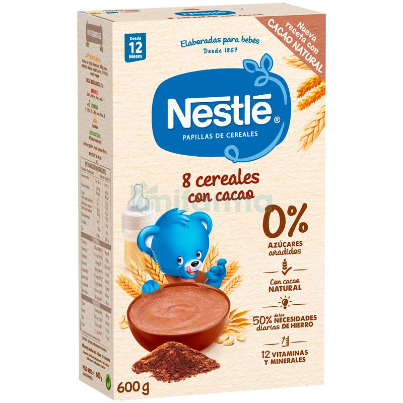Papilla Nestle Junior 8 Cereales con Cacao 600 gr 12m
