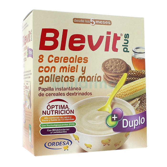 Blevit Plus Duplo 8 Cereales Con Miel y Galletas Maria 600 gramos 5m