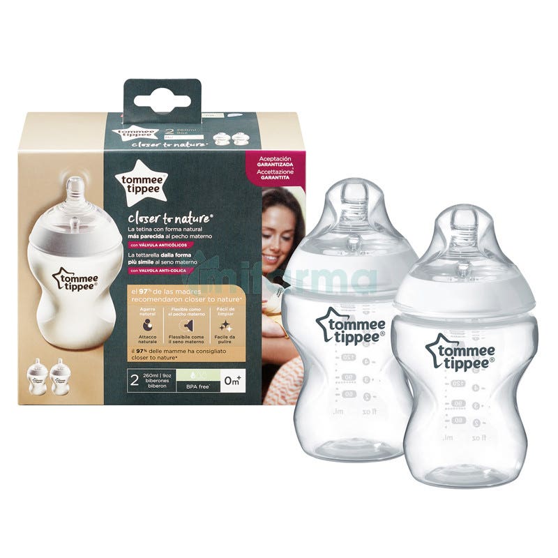 Pack 2 Biberones Close To Nature Tommee Tippee 260ml