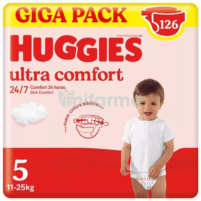 Huggies Pañales Ultra Comfort Talla 5 11-25 kg 126 uds - Atida
