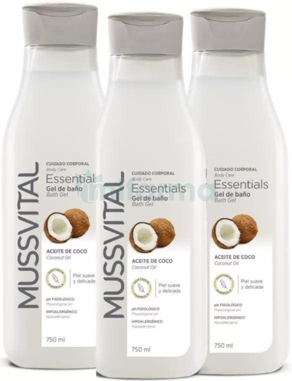 Mussvital Essentials Gel de Bano Aceite de Coco Pack 3x750 ml