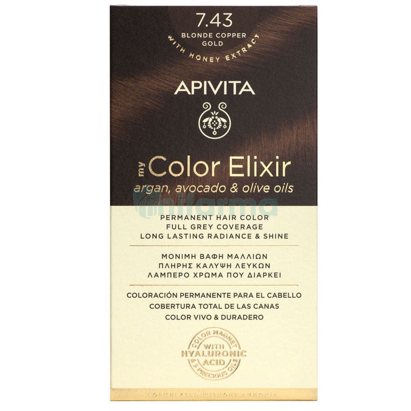 Tinte My Color Elixir Apivita N7.43 Rubio Cobrizo Dorado