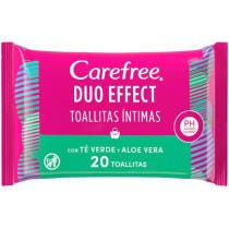 Carefree Duo Effect Toallitas Intimas con Te Verde y Aloe Vera 20 uds