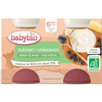 Babybio Yogur Vegetal Avena, Platano y Arandanos 6m 2x130 gr