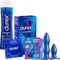 Durex DEEP & DEEPER Set de Plugs Anales + Original Lubricante Íntimo 50 ml + Natural Plus Easy On Preservativo 12 Uds